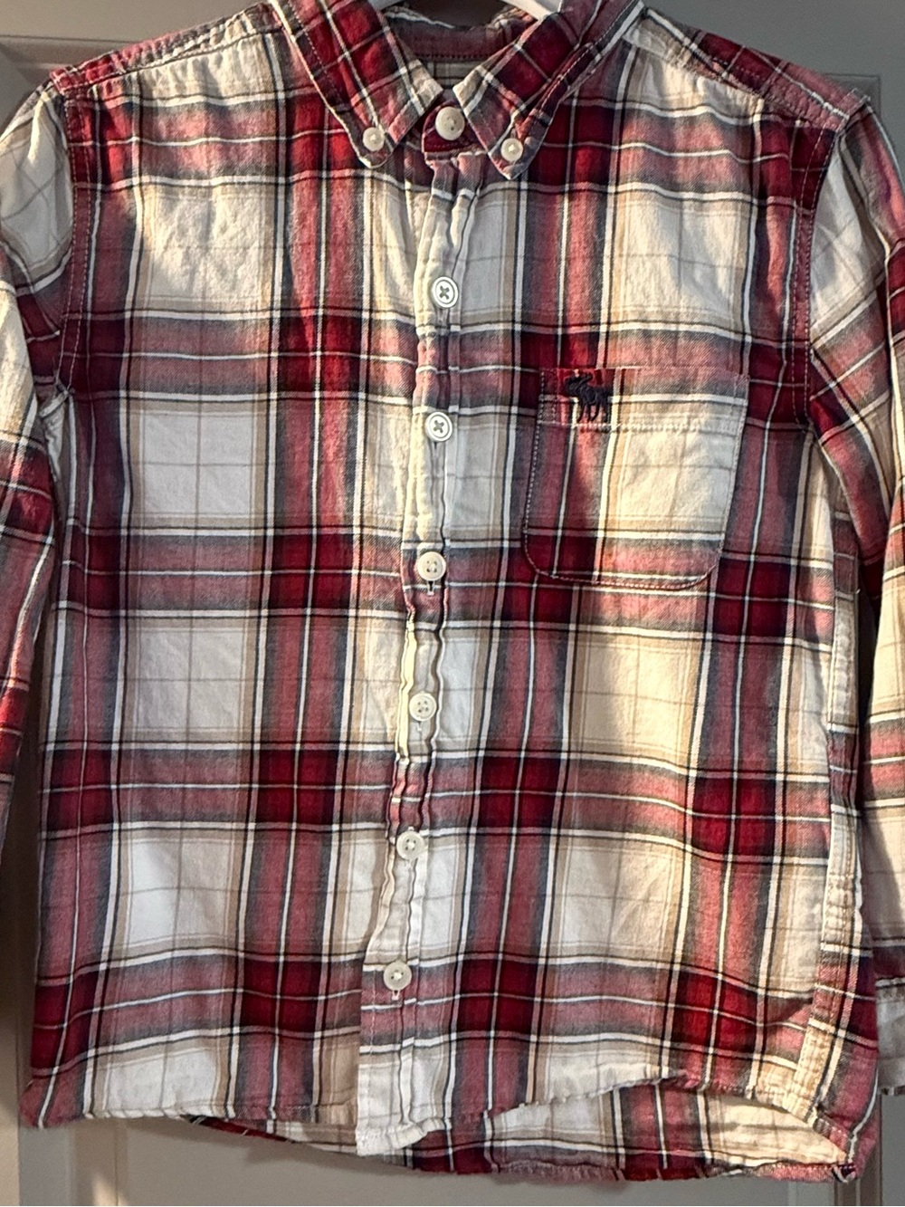 abercrombie kids Red & White Plaid Button-Down Shirt